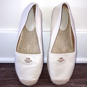 Coach Rhodelle Leather Slip On Flats - cream/gold